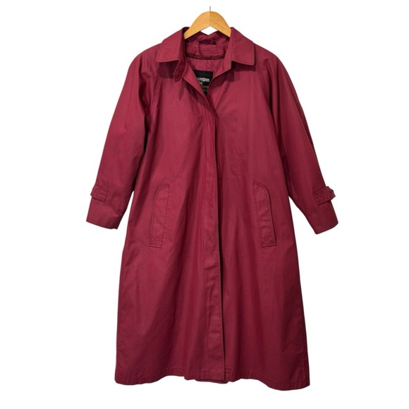 London Fog Jackets & Blazers - Vintage London Fog Women's 8P Burgundy Trench Coat 3M Thinsulate Lined Raincoat